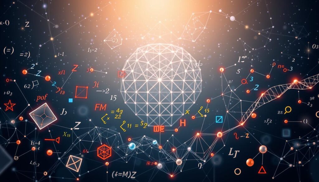 A visually engaging digital illustration showcasing real-world examples of genetic algorithms in mathematics. In the foreground, a diverse array of mathematical shapes and symbols representing various optimization problems, their solutions emerging organically through the iterative process of genetic optimization. In the middle ground, a complex wireframe lattice structure symbolizing the underlying computational framework, bathed in a soft, diffused lighting. In the background, a starry night sky backdrop, evoking the sense of vast, untapped mathematical landscapes waiting to be explored and conquered through the power of evolutionary computation. Rendered with a sense of technical precision and elegant aesthetics to capture the profound impact of genetic algorithms in solving complex mathematical challenges.